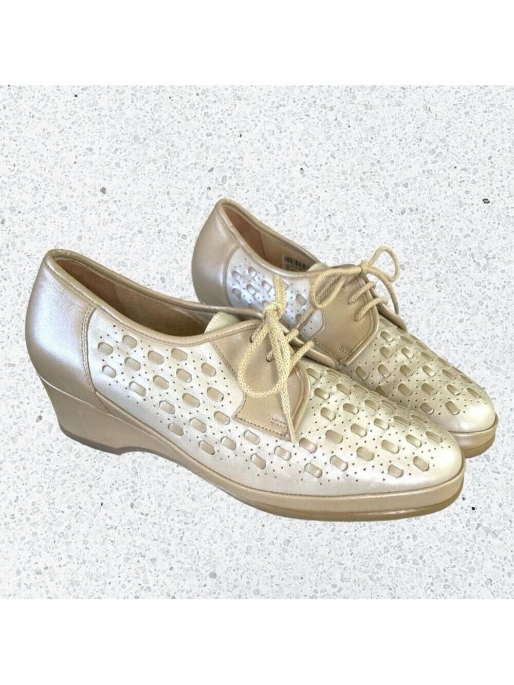 Fazan Two Tone Oxford Wedge Heel All Leather Spectator Shoes Women’s Sz. 7 - Picture 7 of 10